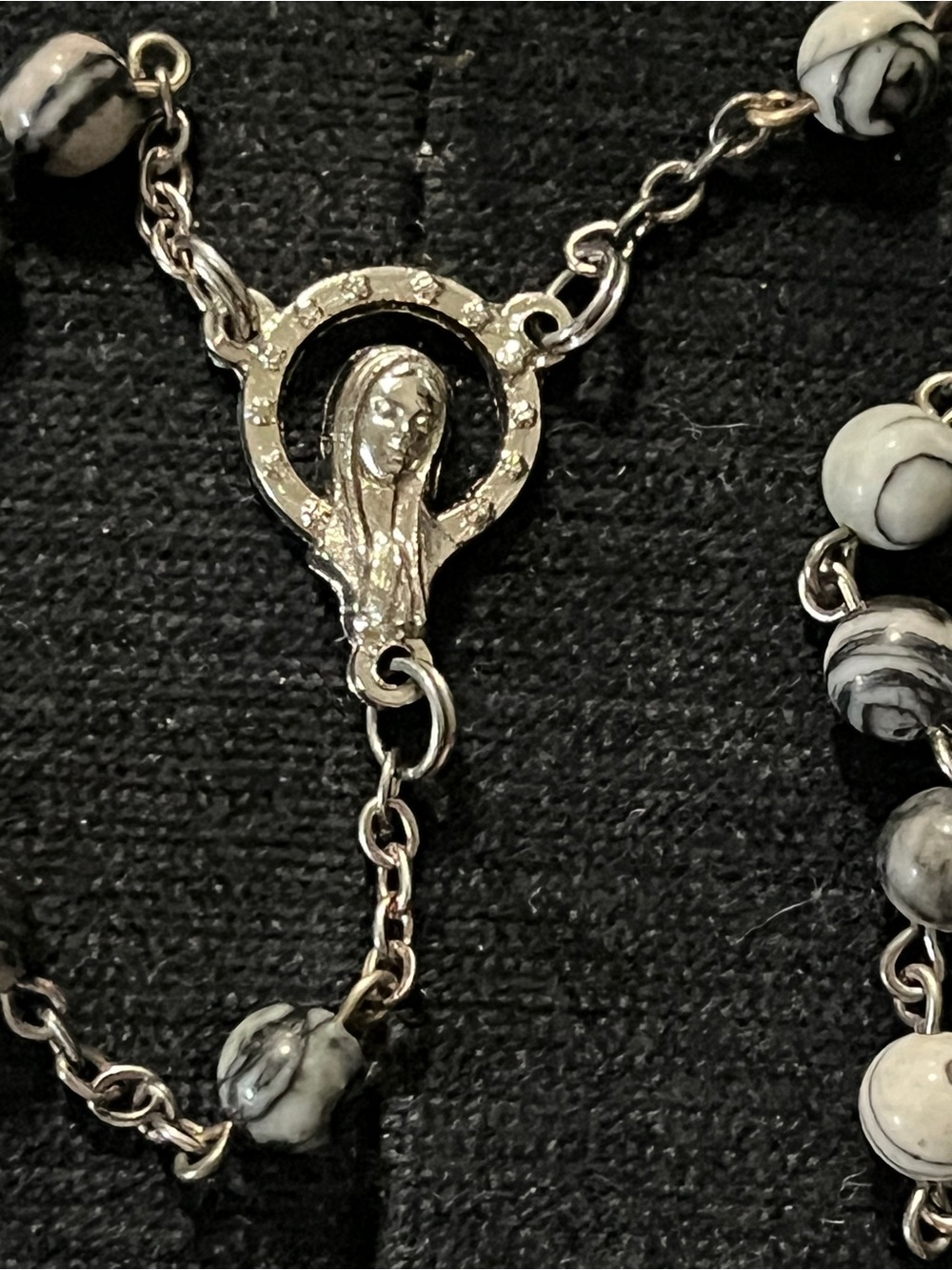 Rosary vintage black onyx Smokey quartz Catholic religious holy - Picture 4 of 9